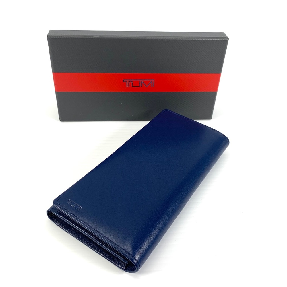 Tumi Chamber Blue Leather Front Pocket Wallet